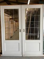 Set schuif / en-suite deuren met glas in lood 204x165.5cm., Ophalen of Verzenden
