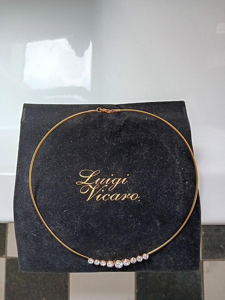 NIEUW ketting met strassteentjes Luigi Vicaro, Sieraden, Tassen en Uiterlijk, Ophalen, Nieuw, Zilver, Overige materialen