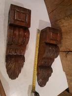 2 antieke consoles, ornamenten, houtsnijwerk oude schouw, Ophalen of Verzenden, Gebruikt, Plinten