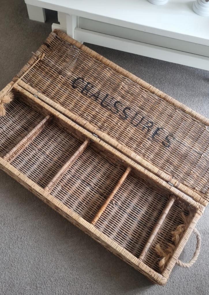 Riviera Maison Schoenenmand Rustic Rattan Groot, Huis en Inrichting, Woonaccessoires | Kisten, Zo goed als nieuw, Minder dan 50 cm