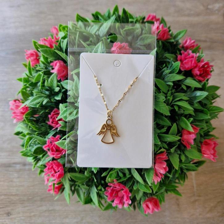 Goudkleurige rvs ketting. 'Engel', Sieraden, Tassen en Uiterlijk, Kettingen, Zo goed als nieuw, Overige materialen, Goud, Ophalen of Verzenden