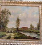 Schilderij: Boerderijlandschap met Schapen, Antiek en Kunst, Ophalen