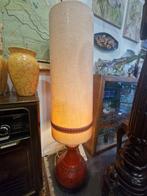 Retro vloerlamp rood keramiek met originele kap, Ophalen, Gebruikt, 100 tot 150 cm, Stof