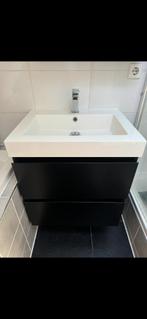 Wastafelmeubel + spiegelkast zwart, Ophalen, 50 tot 100 cm, Zo goed als nieuw, Minder dan 25 cm