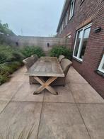 Teak tuinset met 4SO stoelen en kussens, Ophalen of Verzenden, Gebruikt, Teakhout