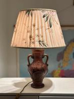 Vintage Vaaslamp met Bloemmotief, Ophalen of Verzenden, Gebruikt, Stof, Minder dan 50 cm