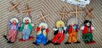 Lot zes stuks vintage marionet poppen hout, Verzamelen, Poppen, Ophalen of Verzenden, Gebruikt, Pop