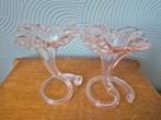 2 Art Deco kelk vaasjes roze glas, Ophalen of Verzenden