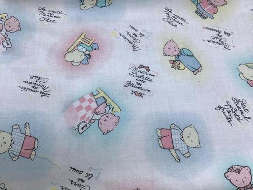 Lap stof wit pastel muis beer poes katoen - Jicker >2 m, Hobby en Vrije tijd, Stoffen en Lappen, Nieuw, Katoen, 120 cm of meer