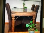 Massief houten eettafel met 4 stoelen, Huis en Inrichting, Tafels | Eettafels, Ophalen, Gebruikt, 50 tot 100 cm, 150 tot 200 cm
