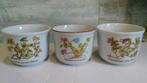 Vintage bloempotten botanica porselein 3 stuks met schaal, Ophalen of Verzenden, Zo goed als nieuw, Rond, Binnen