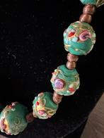 Vintage  victoriaanse glazen kralen ketting uniek exemplaar, Sieraden, Tassen en Uiterlijk, Kettingen, Overige materialen, Gebruikt