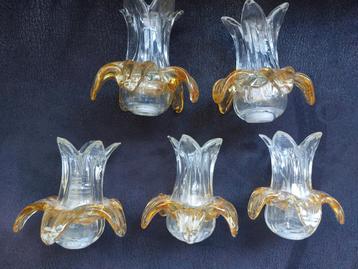 5x Vintage glazen tulp Lampenkapjes muranoglas 12x12cm beschikbaar voor biedingen
