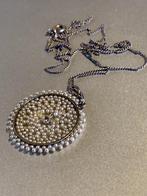 Antieke zilveren Belle Epoque hanger, oriëntparels + diamant, Sieraden, Tassen en Uiterlijk, Antieke sieraden, Verzenden, Zilver