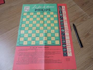 jaren 50 Philips papieren damspel Jeu de dames, Frans, 1958