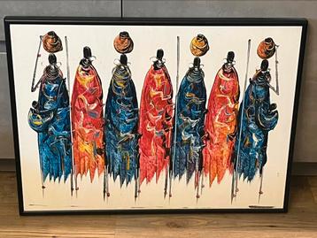 Schilderij Massai Krijgers origineel uit Afrika beschikbaar voor biedingen