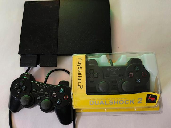 Playstation2 Slim + Games, Spelcomputers en Games, Spelcomputers | Sony PlayStation 2, Gebruikt, Slim, Zwart, Met 2 controllers