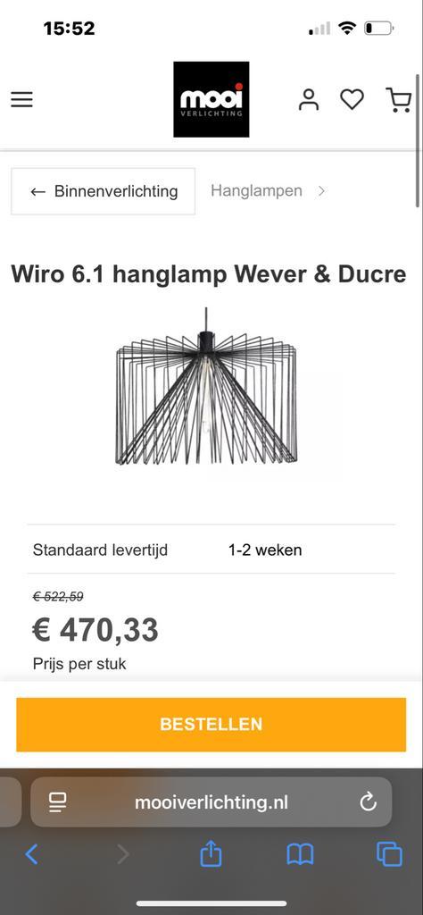 Wever & Ducre Wiro 6.1 Hanglamp - Zeer Goede Staat!, Huis en Inrichting, Lampen | Hanglampen, Zo goed als nieuw, Minder dan 50 cm
