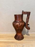 Spaanse vaas kan donker hout handvat deco vintage retro, Ophalen of Verzenden