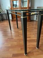 Metaform sidetable – zwart stalen frame met messing accenten, Ophalen, 100 tot 150 cm, Postmodern / Hollywood Regency, Glas