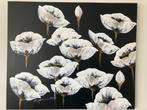 bloemen canvas schilderij 100x120cm, Ophalen of Verzenden, Zo goed als nieuw, Schilderij, 100 tot 125 cm