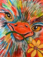 Aquarel Vogel met Bloem, Ophalen of Verzenden