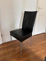 Zwarte leren eetkamer stoelen set van 4, Huis en Inrichting, Ophalen, Zo goed als nieuw, 50 tot 100 cm