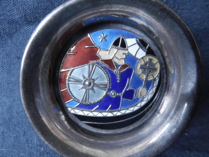 Zilveren schaaltje email Viking decor Noorwegen OF Hjortdahl, Antiek en Kunst, Antiek | Goud en Zilver, Zilver, Ophalen of Verzenden