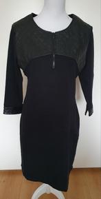 Zwart jurkje van Enjoy mt XL met een leatherlook stofje., Kleding | Dames, Jurken, Knielengte, Ophalen of Verzenden, Enjoy, Zo goed als nieuw