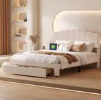 Luxe stevige Tweepersoonsbed 160 x 200 NIEUW teddy beige usb, Verstelbaar, Teddy trend, Verzenden, Stof