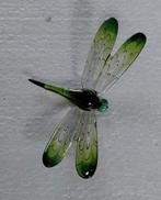 Groene glazen libelle - decoratie, Ophalen of Verzenden
