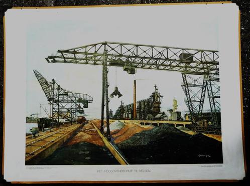 Oude schoolplaat van de Hoogovens of TATA STEEL IJmuiden, Antiek en Kunst, Antiek | Schoolplaten, Stad- en Dorpsgezichten, Ophalen of Verzenden