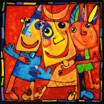 Ad verstijnen ingelijste zeefdruk Indianenverhalen beschikbaar voor biedingen