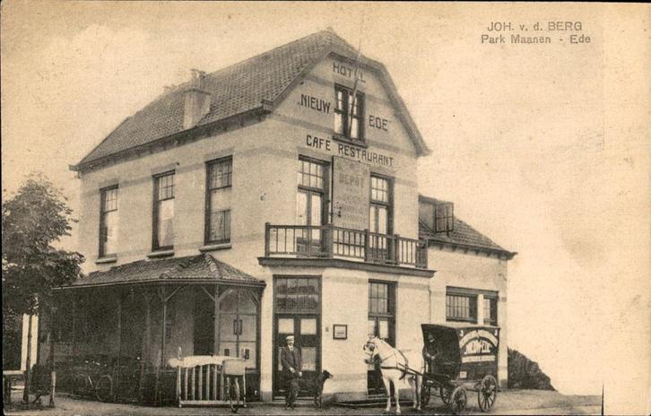 Hotel Nieuw Ede JOH vd Berg+hond(?) ParkMaanen Paard+kar1913, Verzamelen, Ansichtkaarten | Nederland, Gelopen, Gelderland, Voor 1920