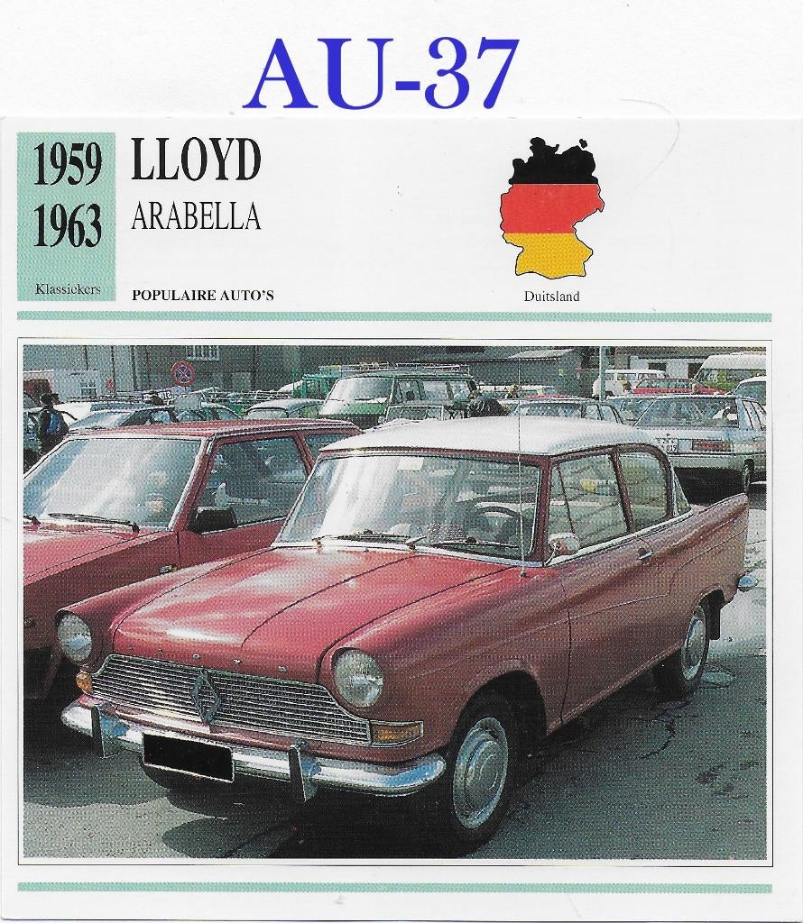 AU37 autokaart lloyd arabella ( 1959- 1963 ) -, Ophalen of Verzenden, Zo goed als nieuw, Auto's