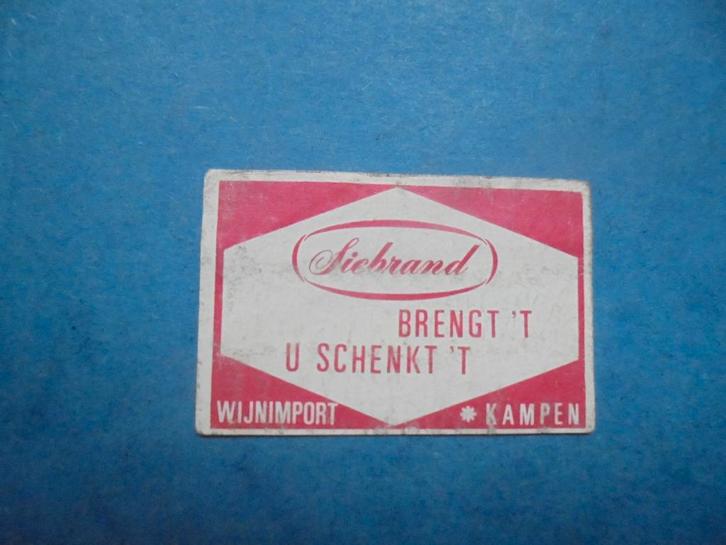 Oud lucifermerk Wijnimport SIEBRAND in KAMPEN, Verzamelen, Rookartikelen, Aanstekers en Luciferdoosjes, Zo goed als nieuw, Luciferdoosjes of -merken