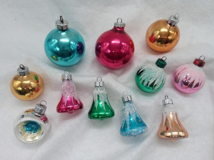 Mooie kleurrijke vintage glazen kerstballen - DDR, Diversen, Kerst, Gebruikt, Ophalen of Verzenden