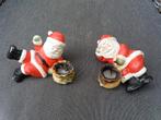 Twee kerstman kandelaars., Ophalen of Verzenden, Gebruikt
