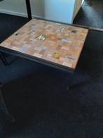 Leuke houten salontafel van indonesisch boothout, 100 tot 150 cm, Zo goed als nieuw, Minder dan 50 cm, Rechthoekig