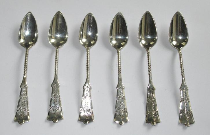 Antiek zilver koffielepels, AJ Driessen Schoonhoven ca 1930, Antiek en Kunst, Antiek | Goud en Zilver, Zilver, Ophalen of Verzenden