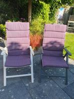 4 paarse tuinstoelkussens hoge rug, Tuin en Terras, Tuinmeubel-accessoires, Ophalen of Verzenden, Zo goed als nieuw