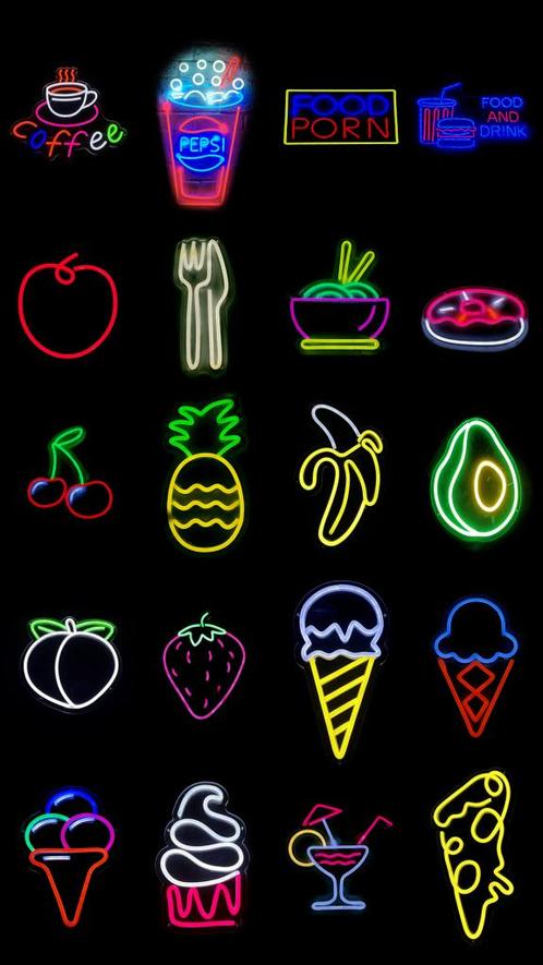 DIVERSE LED NEON SIGN - ETEN & DRINKEN, Verzamelen, Merken en Reclamevoorwerpen, Nieuw, Lichtbak of (neon) lamp, Ophalen of Verzenden
