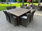 Tuintafel met 8 rotan stoelen, Ophalen, Gebruikt, 8 zitplaatsen, Tuinset
