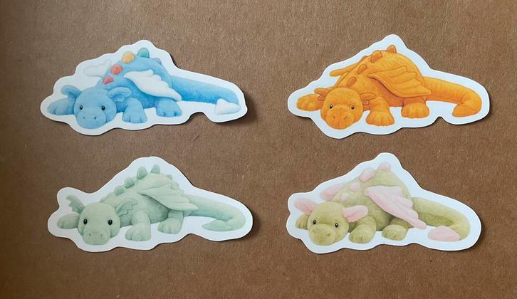4 Jellycat draken stickers, Verzamelen, Stickers, Nieuw, Ophalen of Verzenden