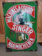 Emaille Singer jaren 30., Verzamelen, Merken en Reclamevoorwerpen, Ophalen, Gebruikt, Reclamebord