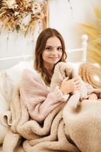 Merino wollen deken - beige 140x200cm, Nieuw, Verzenden