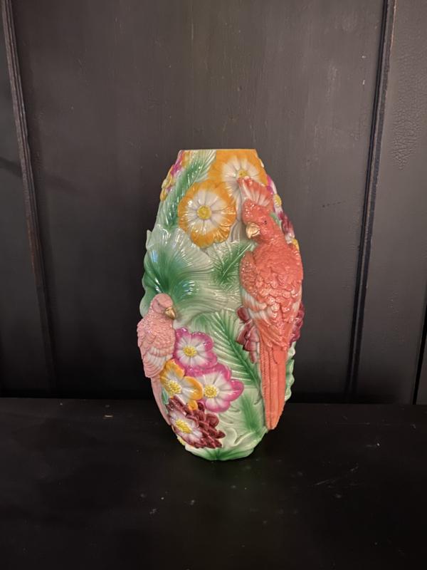 Prachtig vaasje 3D vaas multicolour parkiet bloemenvaas VdlM, Huis en Inrichting, Woonaccessoires | Vazen, Nieuw, Minder dan 50 cm