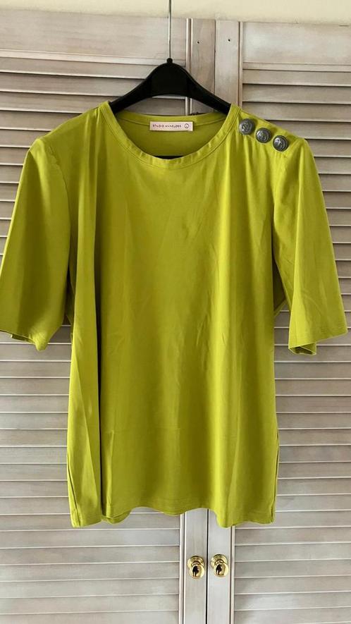 Studio Anneloes limegroene travelstof top L, Kleding | Dames, Tops, Zo goed als nieuw, Maat 42/44 (L), Groen, Ophalen