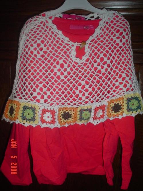 Longsleeve + Poncho, Kinderen en Baby's, Kinderkleding | Maat 128, Nieuw, Meisje, Shirt of Longsleeve, Ophalen of Verzenden