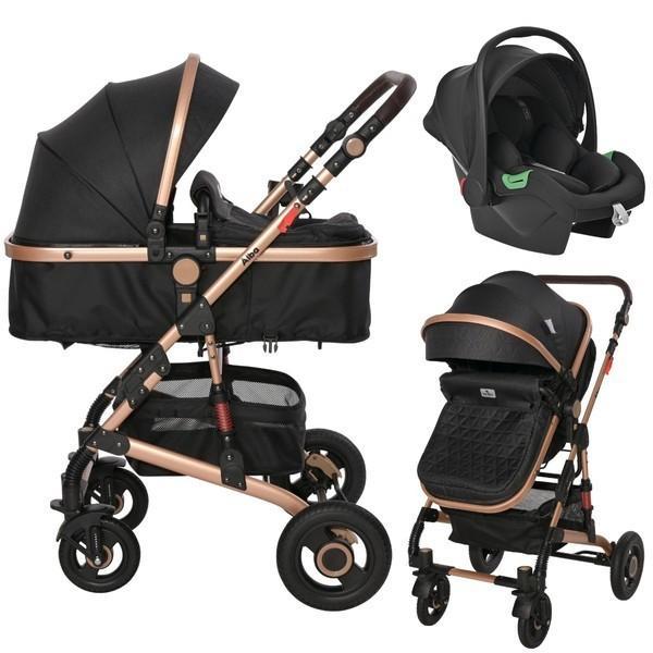 Alba kinderwagen 3 in 1. Zwart goud kleurig., Kinderen en Baby's, Kinderwagens en Combinaties, Zo goed als nieuw, Overige merken